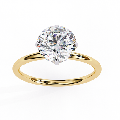 Brilliance Set – Round Lab Diamond Sleek Solitaire Ring in 14K