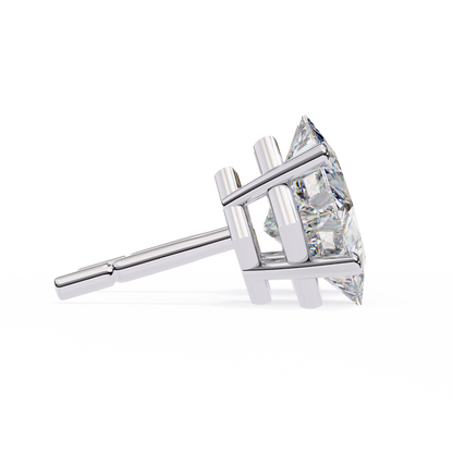Regal Square – Princess Cut Lab Diamond Stud Earrings