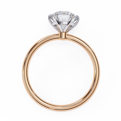Brilliance Set – Round Lab Diamond Sleek Solitaire Ring in 14K