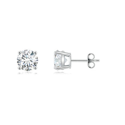 2.00 CTW 14K Lab-Grown Basket-Set Solitaire Diamond Stud Earrings