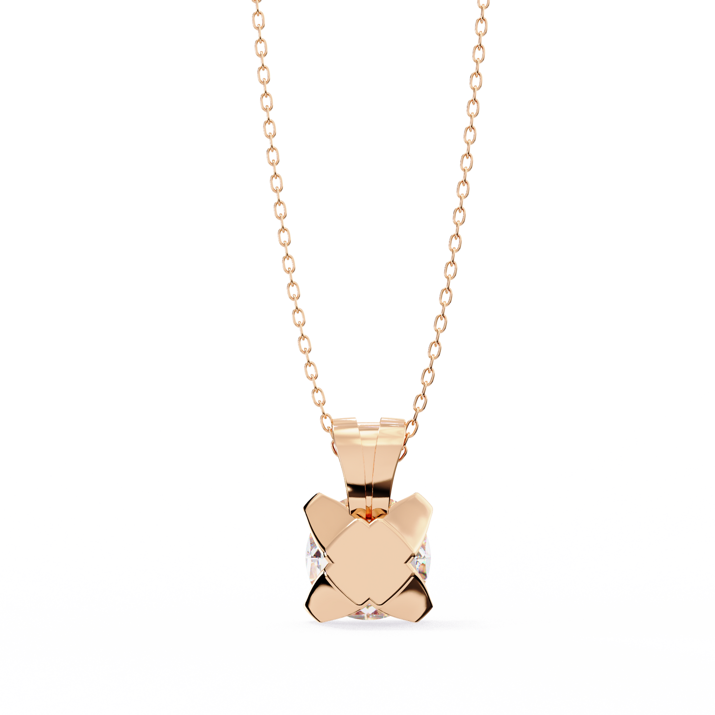 Radiant Drop – Round Lab Diamond Classic Chain Pendant