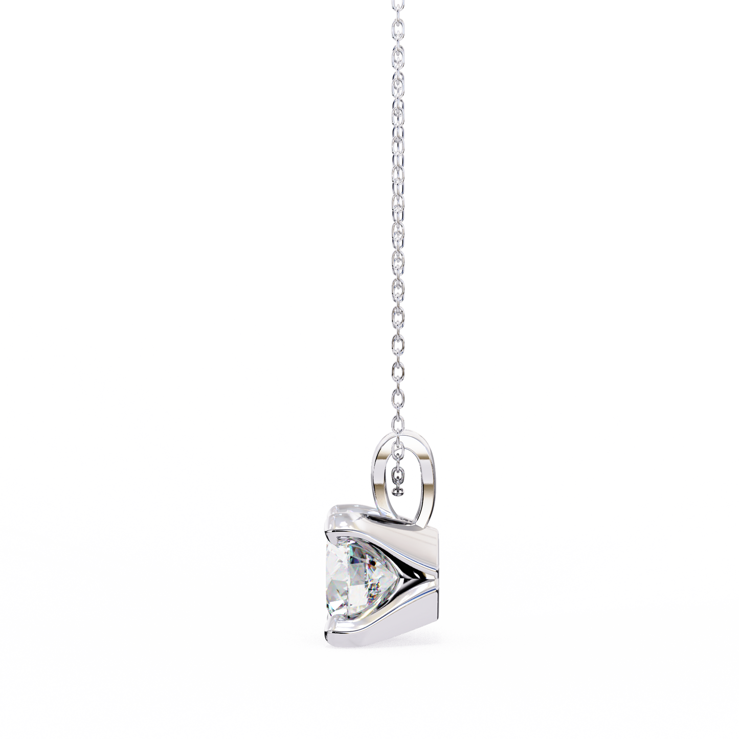 Radiant Drop – Round Lab Diamond Classic Chain Pendant