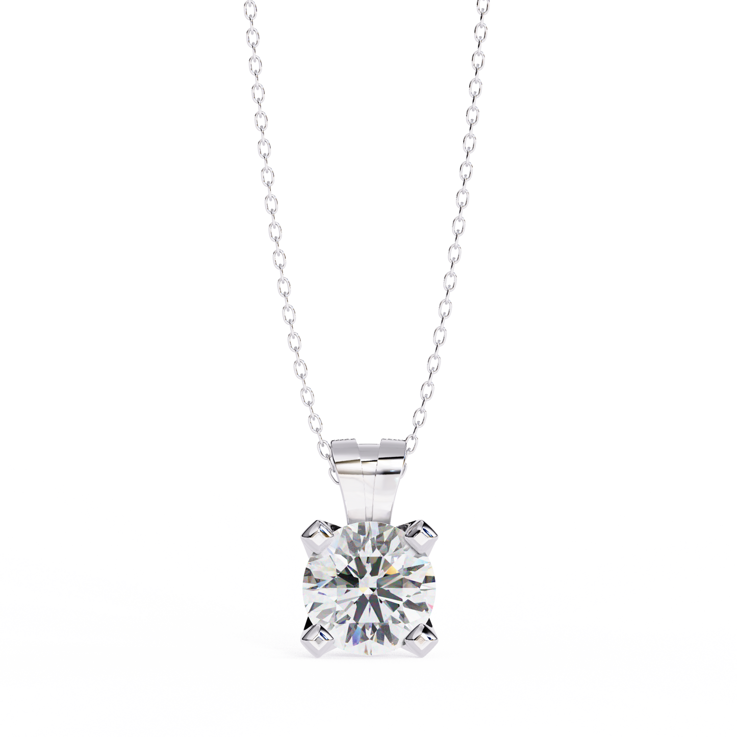 Radiant Drop – Round Lab Diamond Classic Chain Pendant