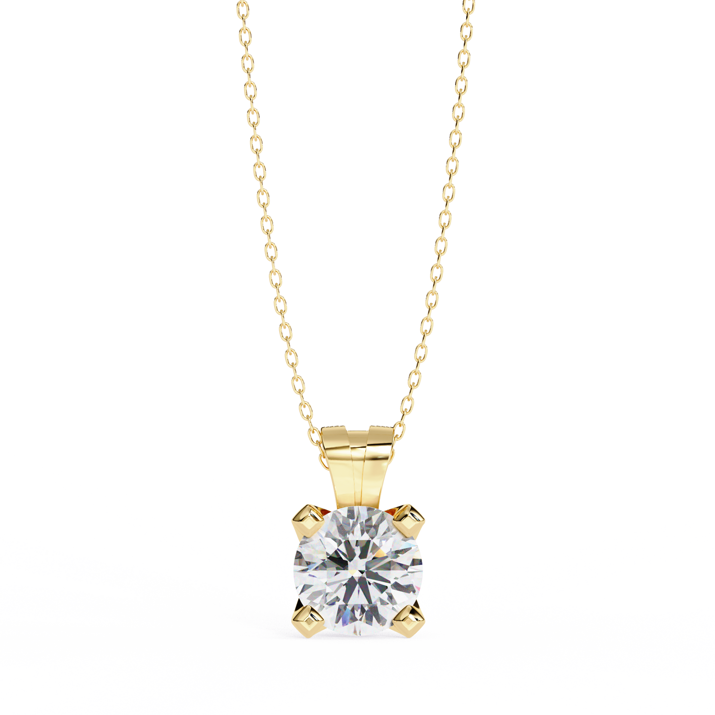 Radiant Drop – Round Lab Diamond Classic Chain Pendant