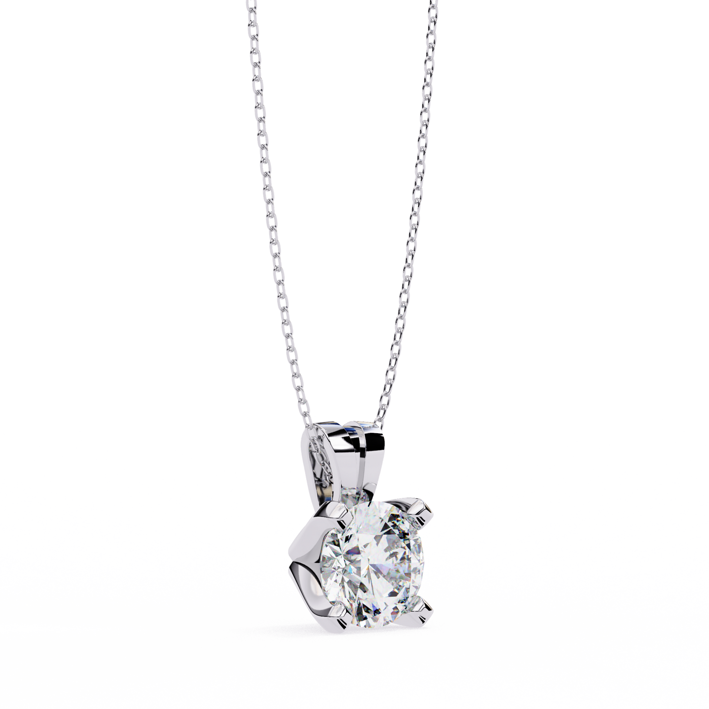 Radiant Drop – Round Lab Diamond Classic Chain Pendant