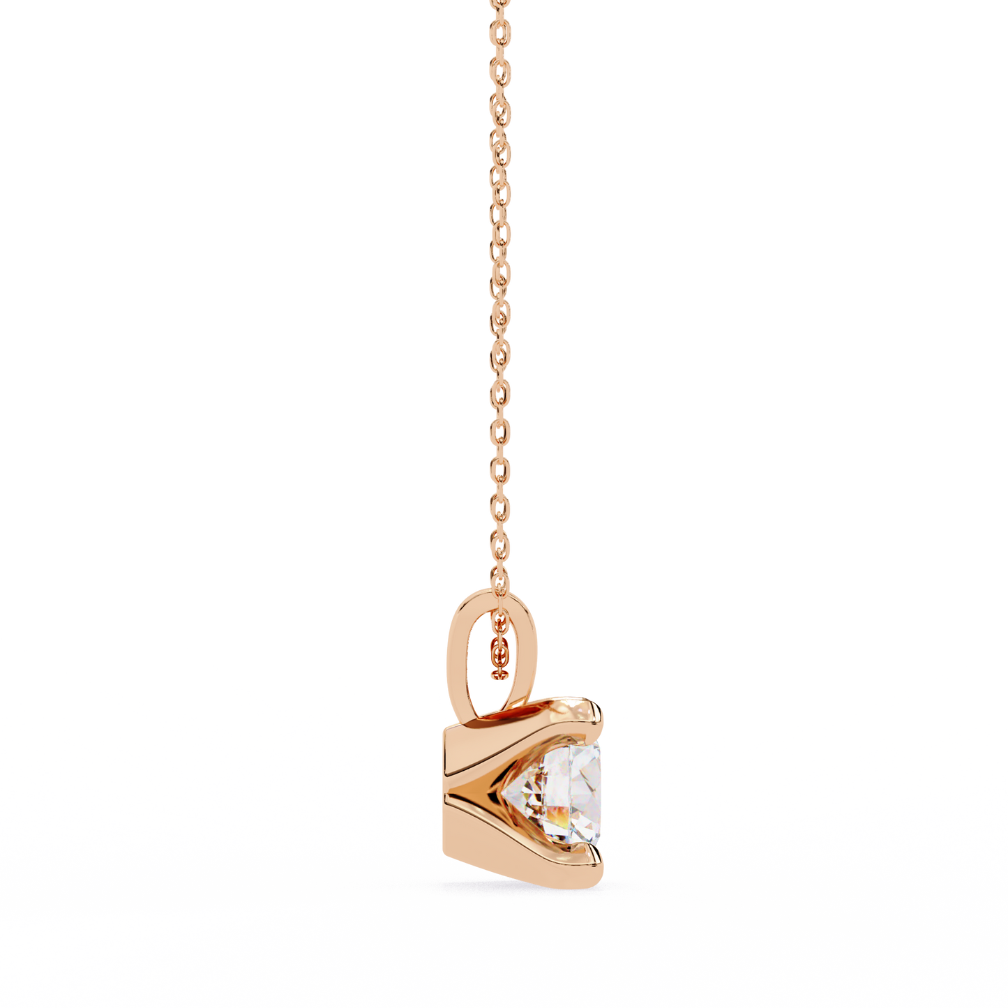Radiant Drop – Round Lab Diamond Classic Chain Pendant