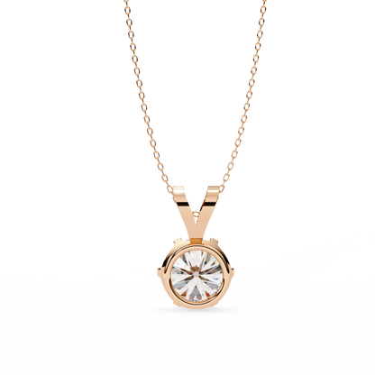 Circle Blaze – Round Lab Diamond Solitaire Chain Pendant