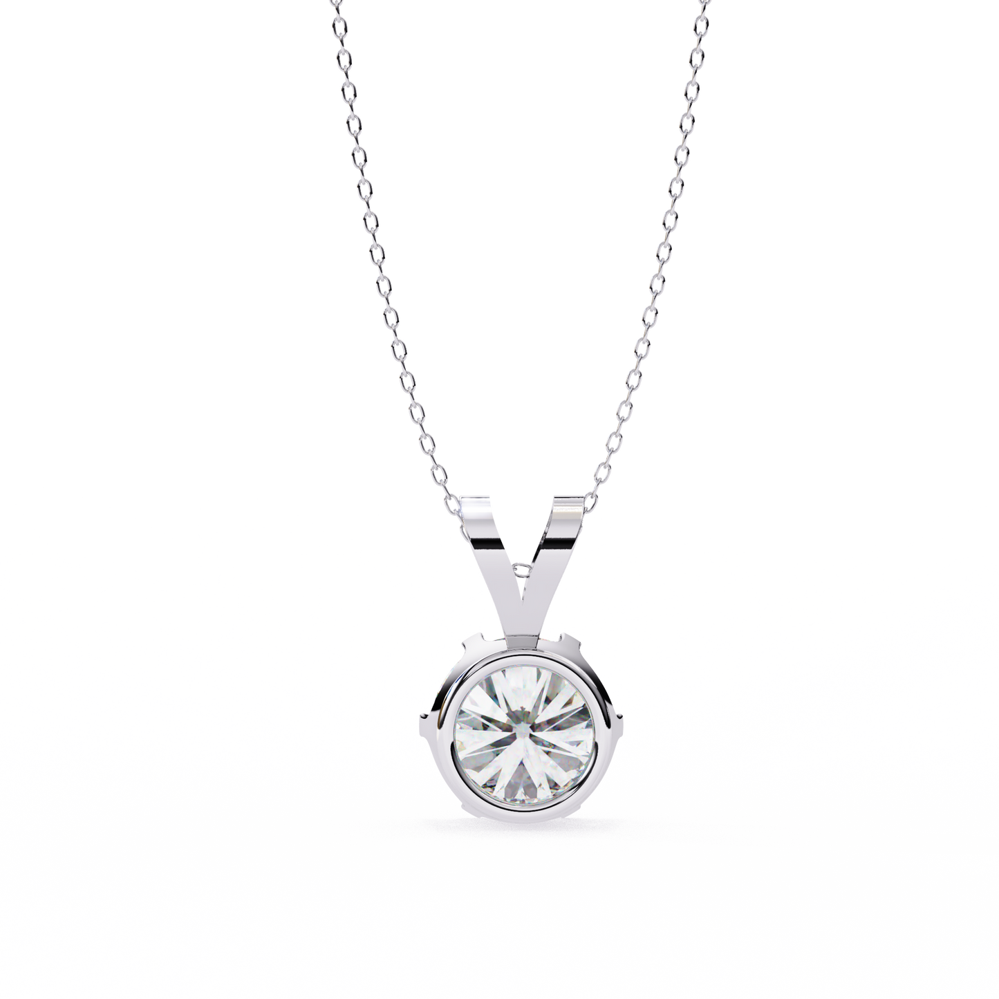 Circle Blaze – Round Lab Diamond Solitaire Chain Pendant