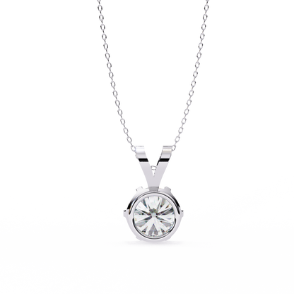 Circle Blaze – Round Lab Diamond Solitaire Chain Pendant