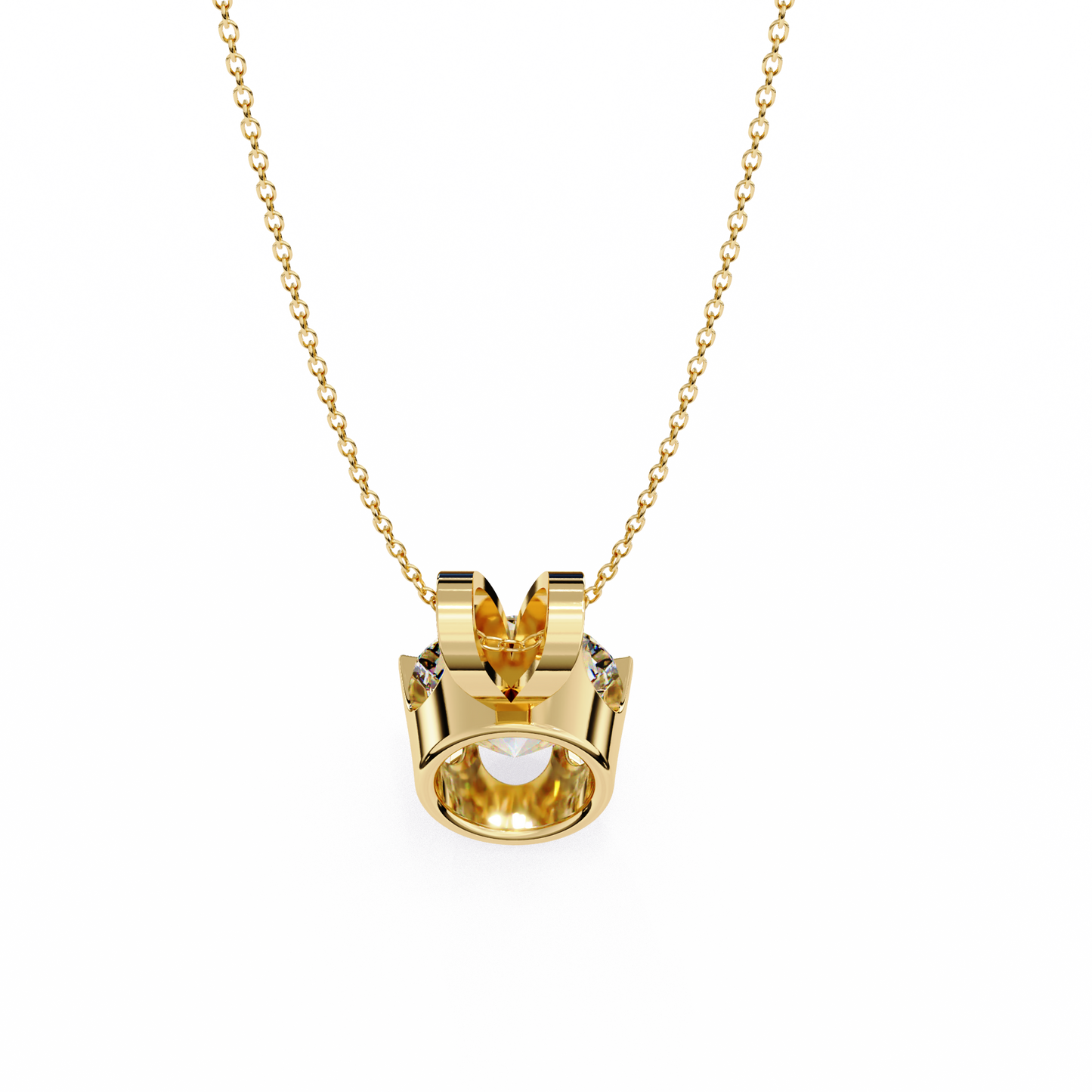 Circle Blaze – Round Lab Diamond Solitaire Chain Pendant