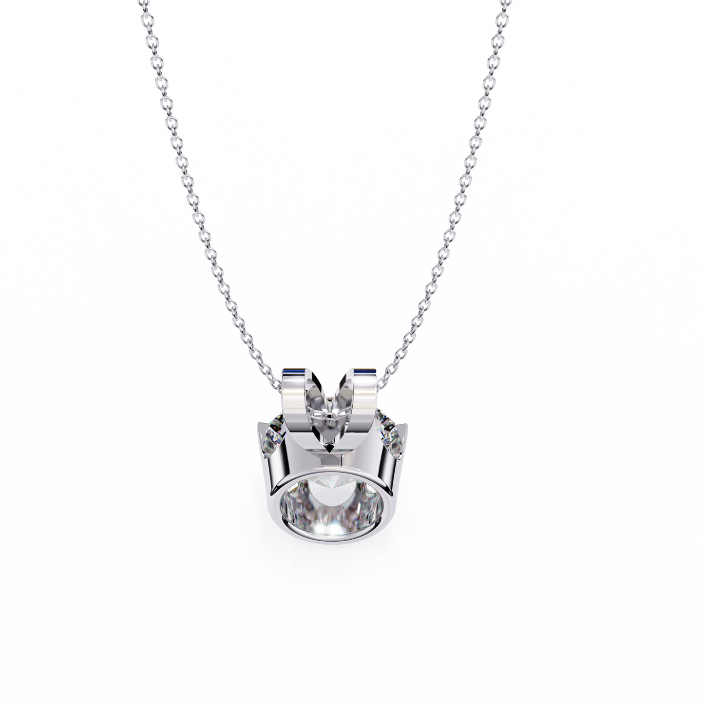Circle Blaze – Round Lab Diamond Solitaire Chain Pendant