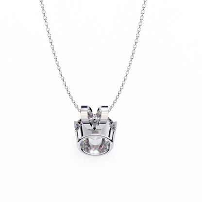 Circle Blaze – Round Lab Diamond Solitaire Chain Pendant