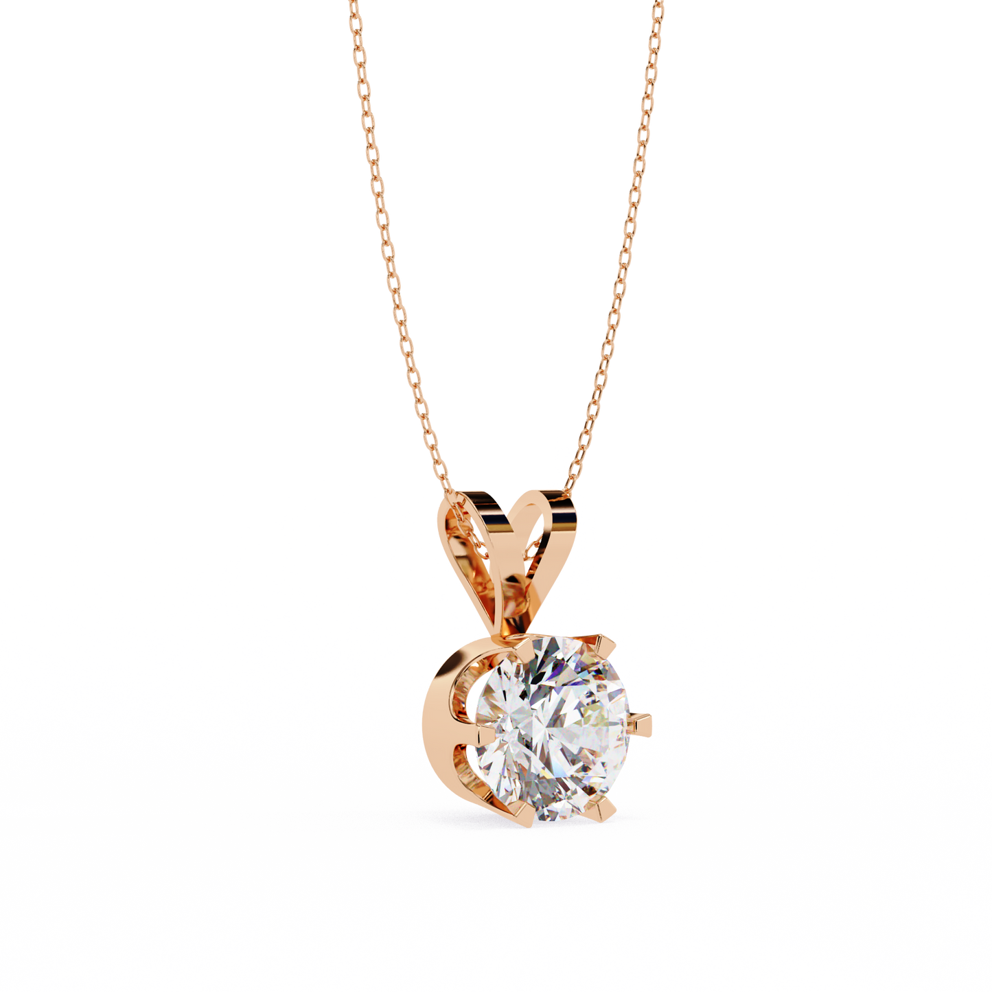 Circle Blaze – Round Lab Diamond Solitaire Chain Pendant
