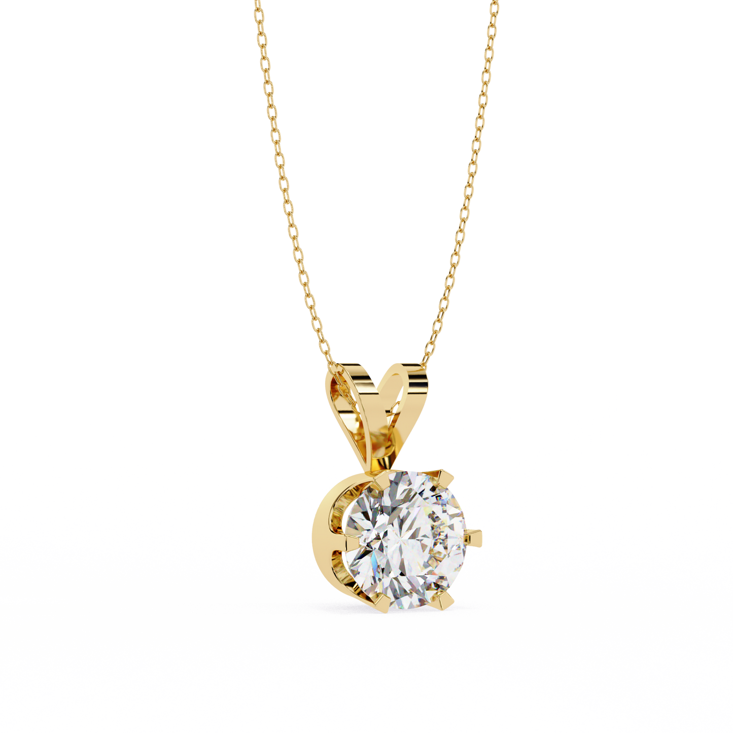 Circle Blaze – Round Lab Diamond Solitaire Chain Pendant