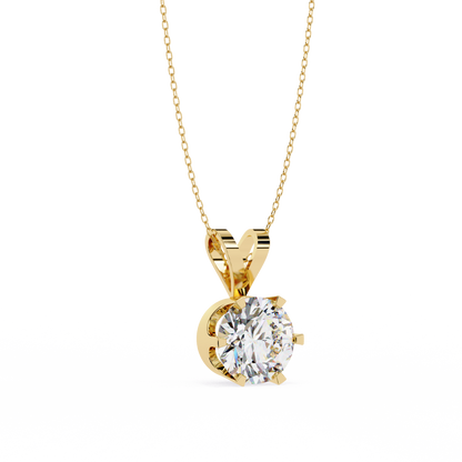 Circle Blaze – Round Lab Diamond Solitaire Chain Pendant