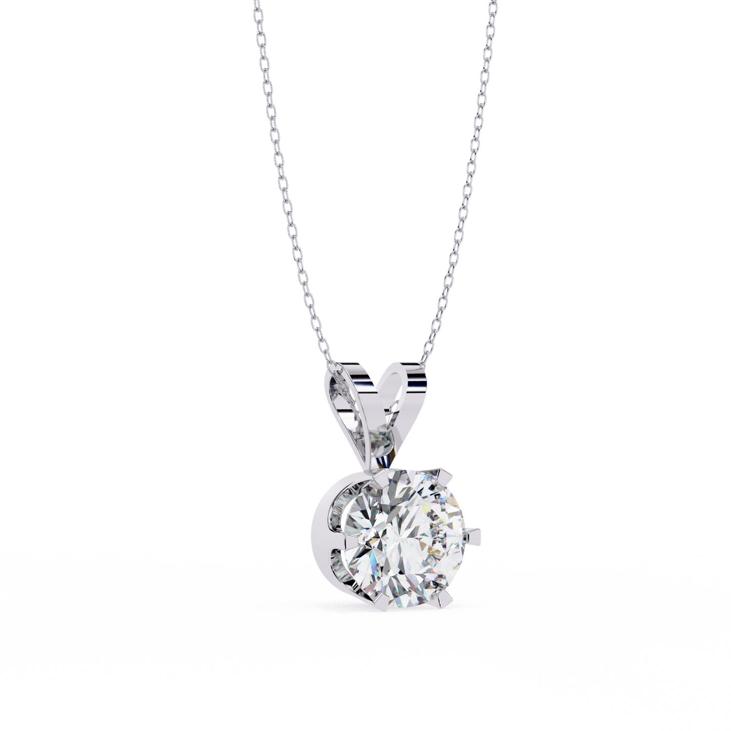 Circle Blaze – Round Lab Diamond Solitaire Chain Pendant