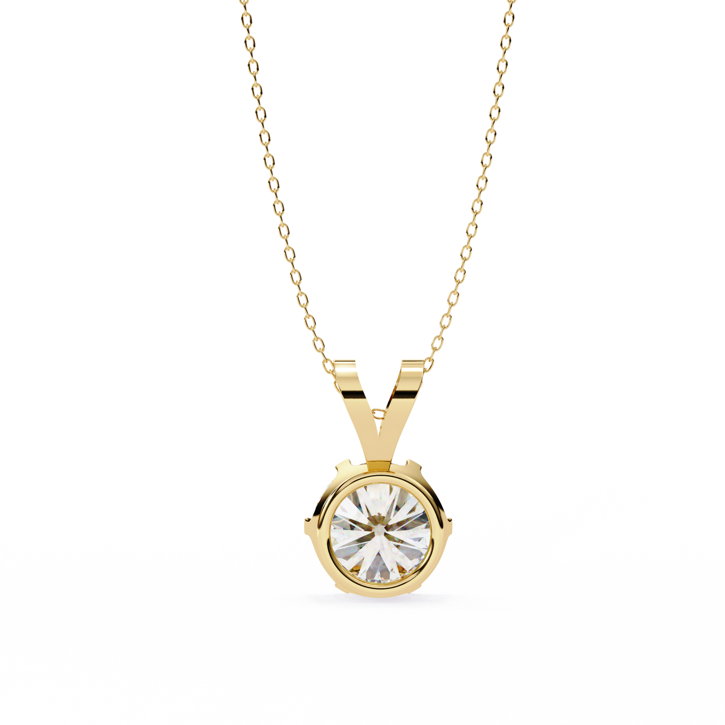 Circle Blaze – Round Lab Diamond Solitaire Chain Pendant