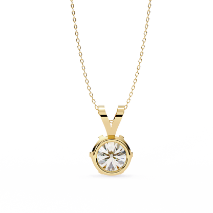 Circle Blaze – Round Lab Diamond Solitaire Chain Pendant