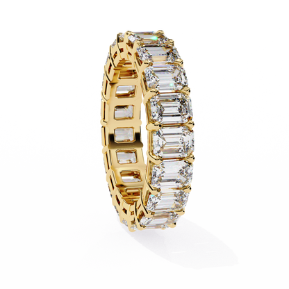 Crescent Bloom – Emerald Cut Lab Diamond Open Band