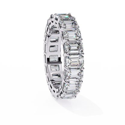 Crescent Bloom – Emerald Cut Lab Diamond Open Band