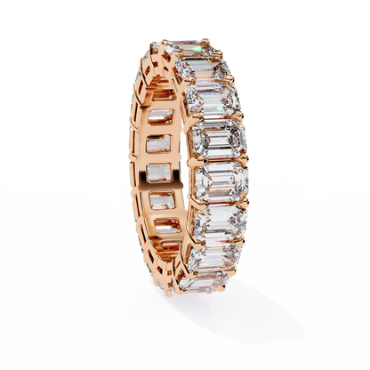 Crescent Bloom – Emerald Cut Lab Diamond Open Band
