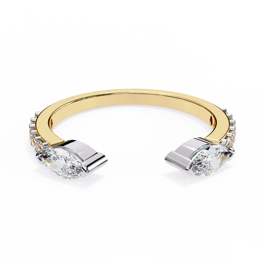 Seraphine Duo – Marquise & Round Lab Diamond Crossover Ring