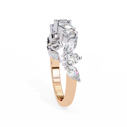 Vega Grace – Marquise & Round Lab Diamond Crossband Ring