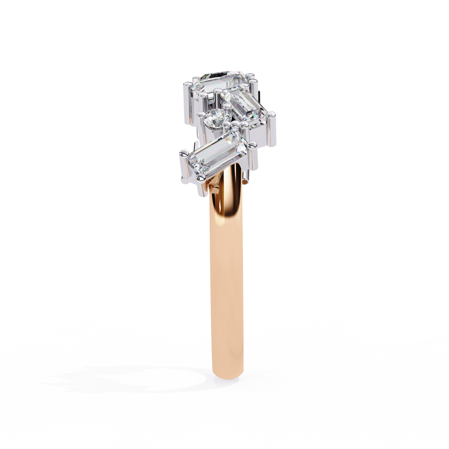 Cascade Duo – Baguette & Round Lab Diamond Step Ring