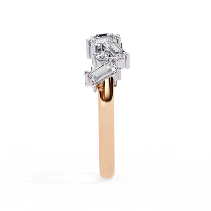 Cascade Duo – Baguette & Round Lab Diamond Step Ring