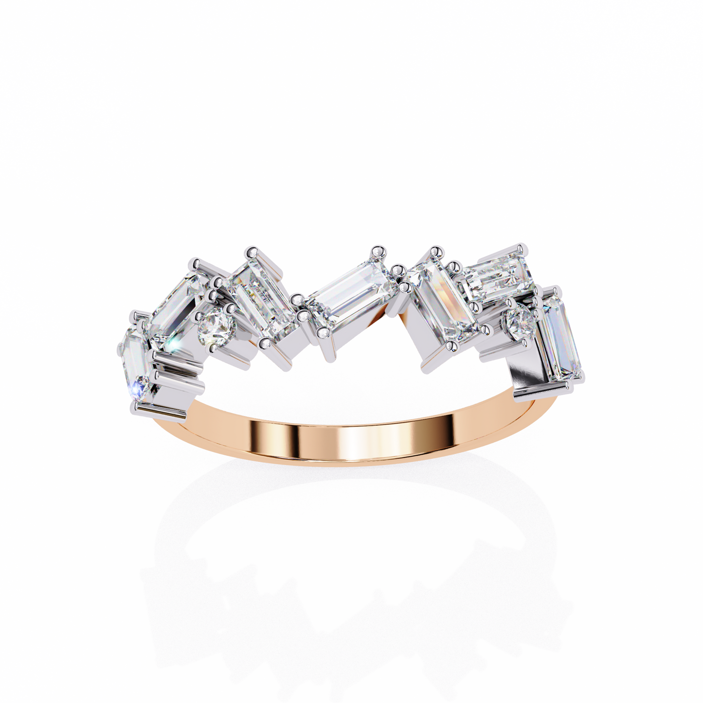 Cascade Duo – Baguette & Round Lab Diamond Step Ring