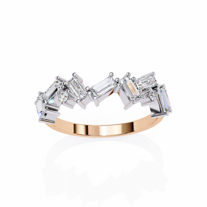 Cascade Duo – Baguette & Round Lab Diamond Step Ring