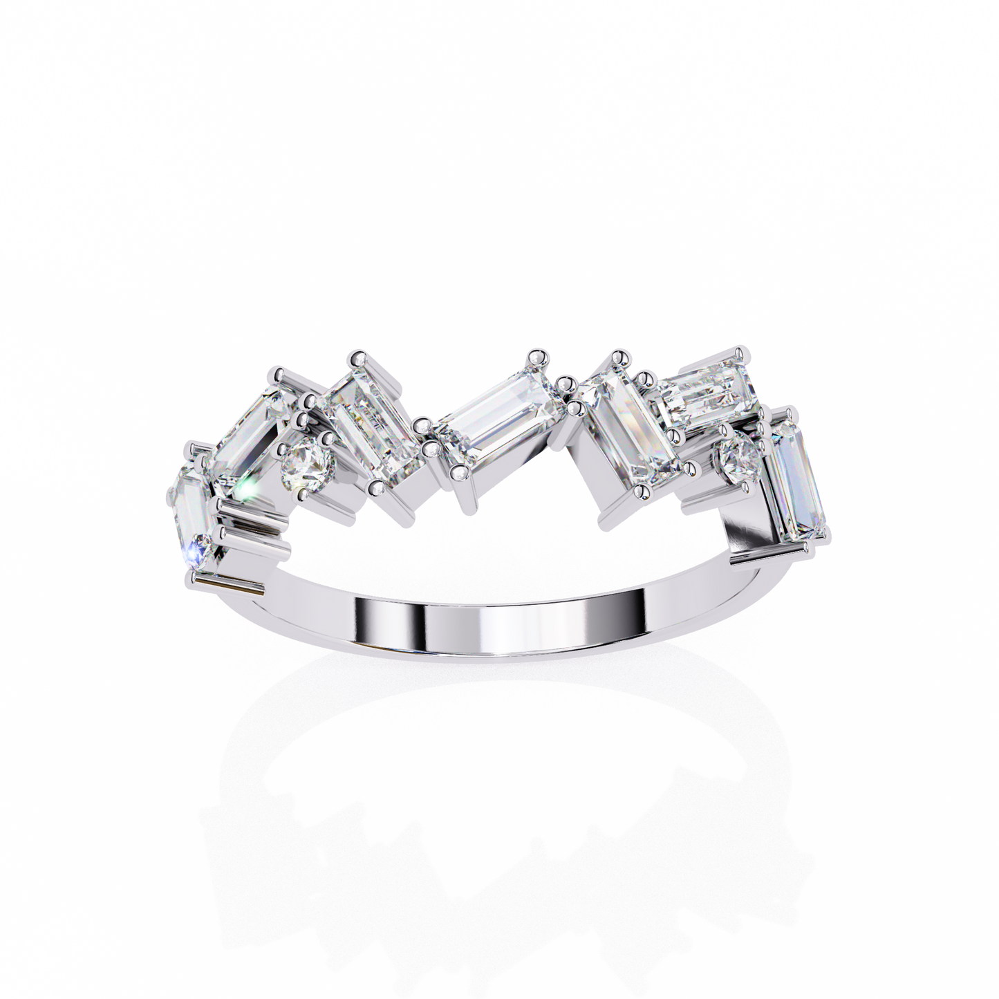 Cascade Duo – Baguette & Round Lab Diamond Step Ring