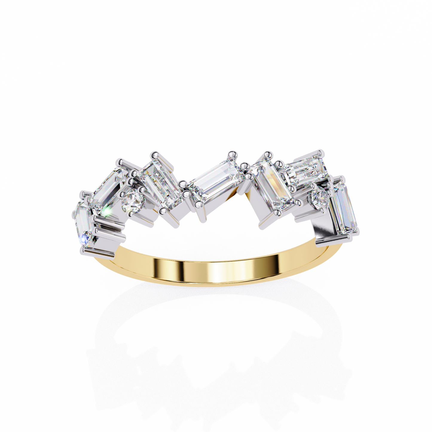Cascade Duo – Baguette & Round Lab Diamond Step Ring