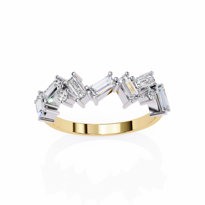 Cascade Duo – Baguette & Round Lab Diamond Step Ring