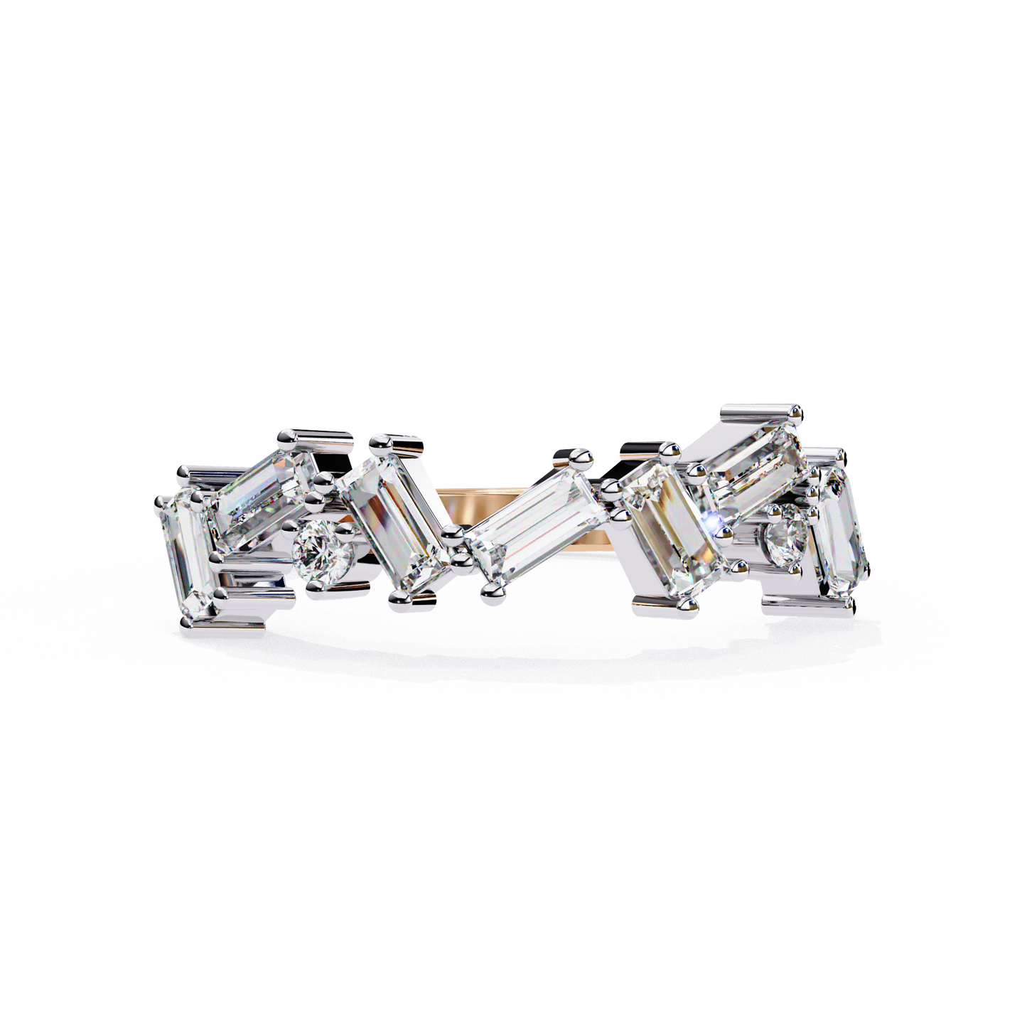 Cascade Duo – Baguette & Round Lab Diamond Step Ring