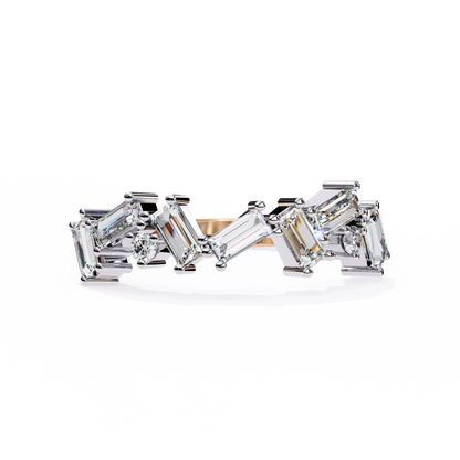Cascade Duo – Baguette & Round Lab Diamond Step Ring