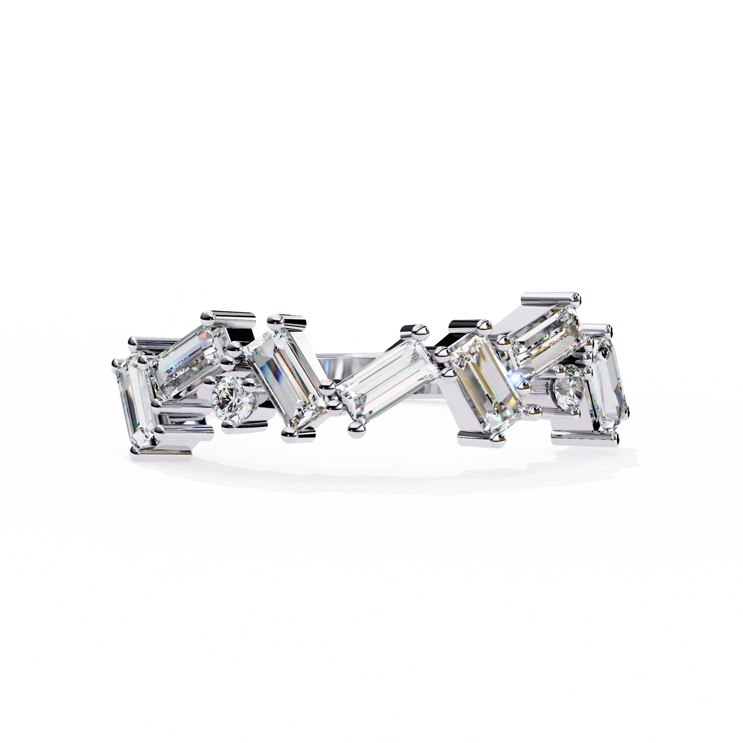 Cascade Duo – Baguette & Round Lab Diamond Step Ring