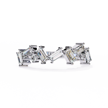 Cascade Duo – Baguette & Round Lab Diamond Step Ring