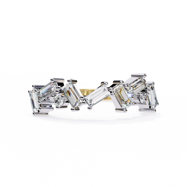 Cascade Duo – Baguette & Round Diamond Step Ring