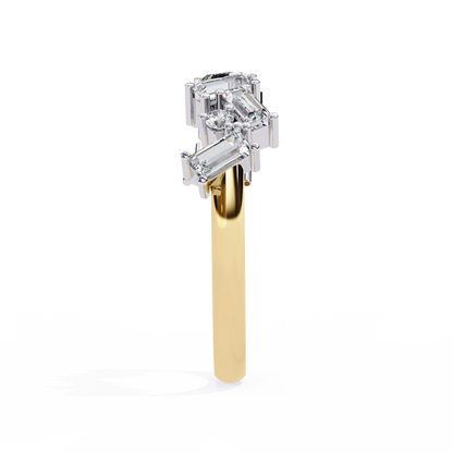 Cascade Duo – Baguette & Round Lab Diamond Step Ring