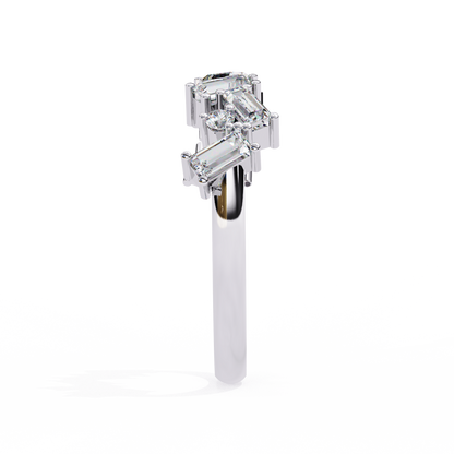 Cascade Duo – Baguette & Round Lab Diamond Step Ring