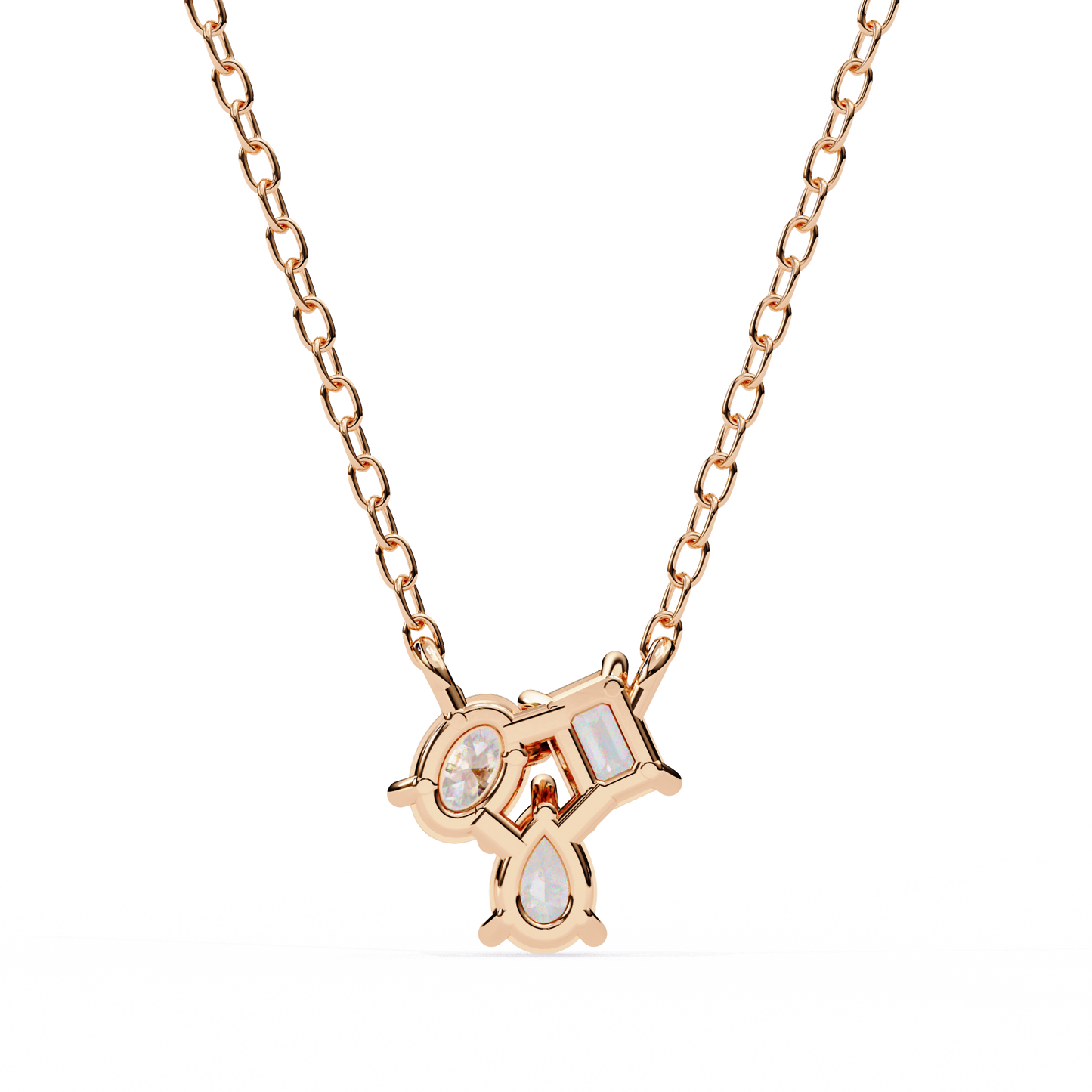 Trinity Glow – Emerald, Oval & Pear Lab Diamond Chain Pendant