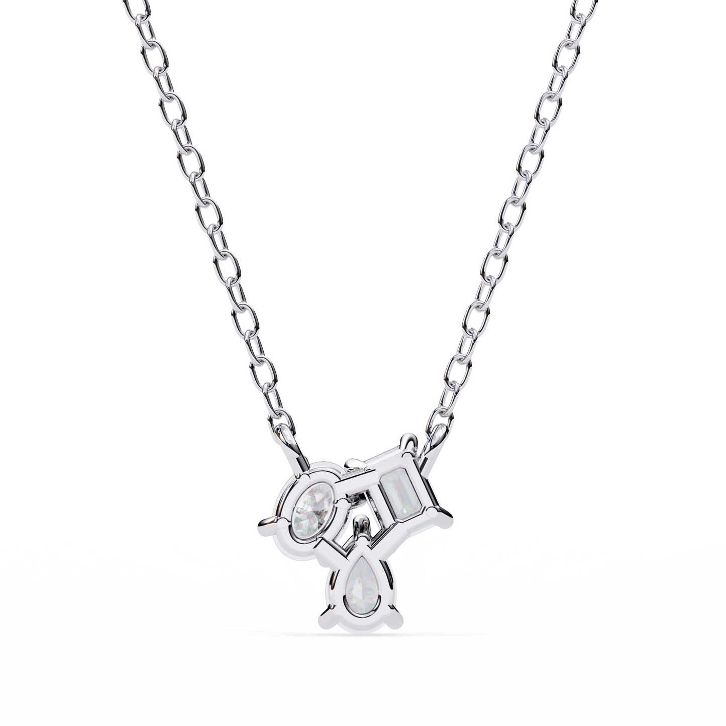 Trinity Glow – Emerald, Oval & Pear Lab Diamond Chain Pendant