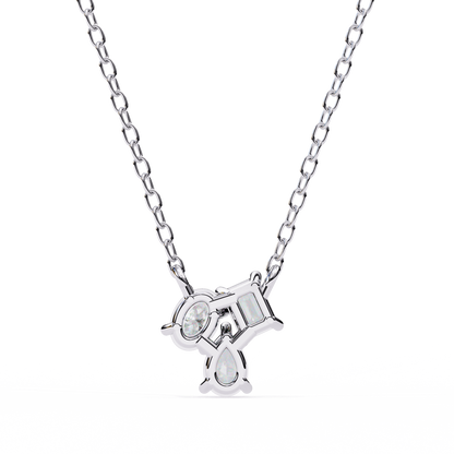 Trinity Glow – Emerald, Oval & Pear Diamond Chain Pendant