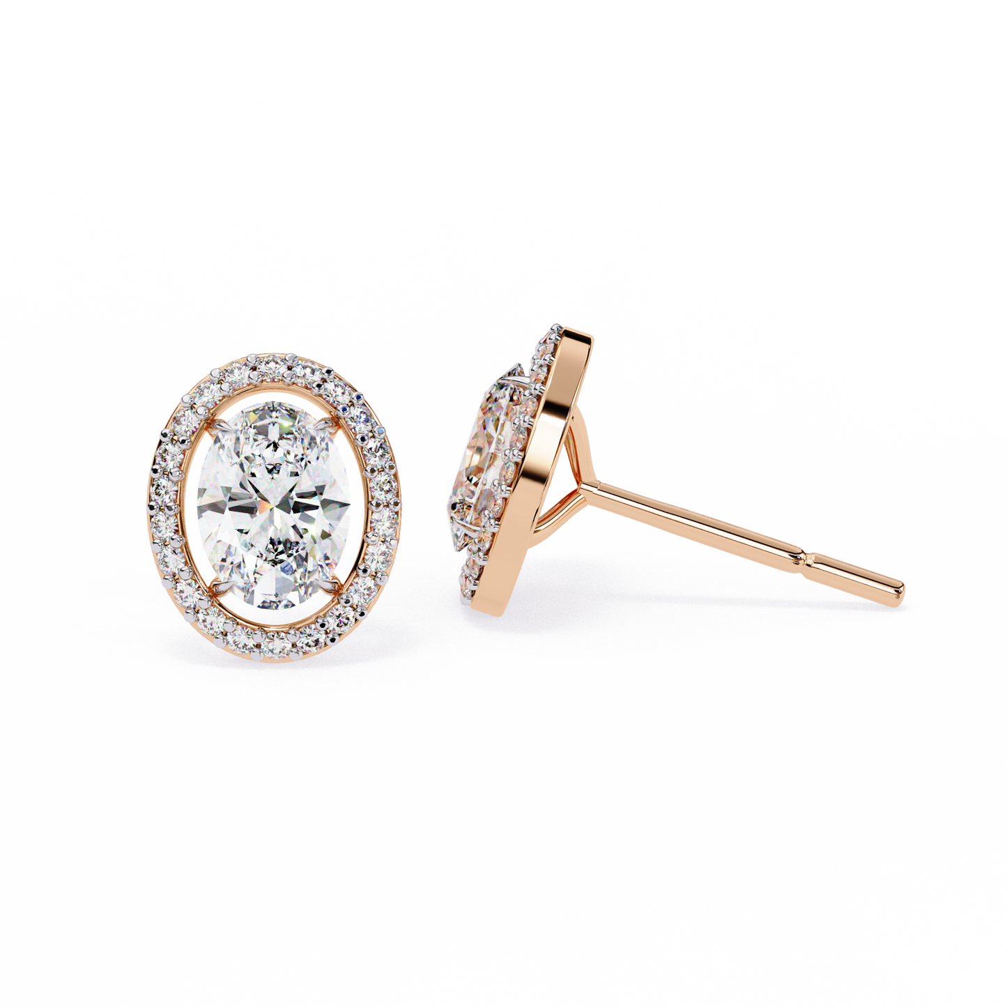 Orbit Bloom – Oval & Round Lab Diamond Cluster Earring