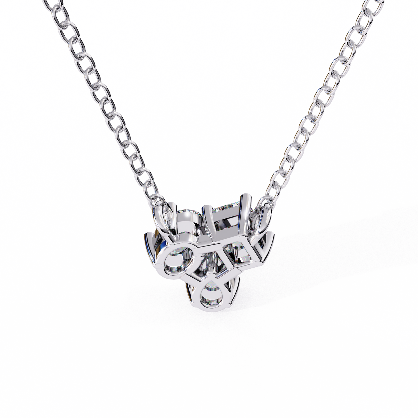 Trinity Glow – Emerald, Oval & Pear Lab Diamond Chain Pendant