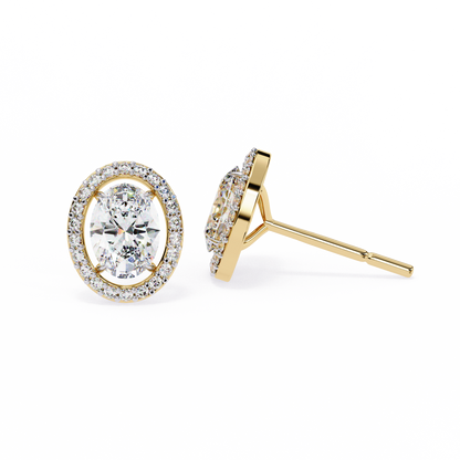Orbit Bloom – Oval & Round Lab Diamond Cluster Earring
