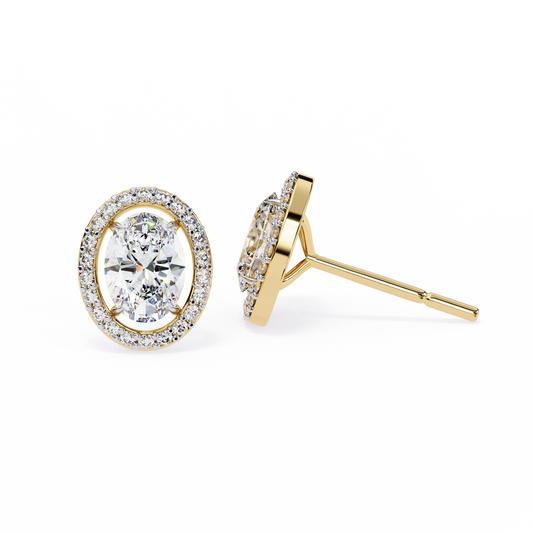 Orbit Bloom – Oval & Round Diamond Cluster Earring