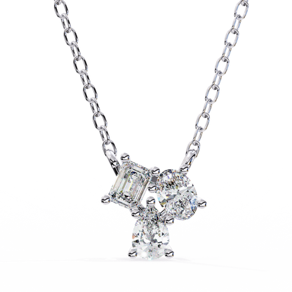 Trinity Glow – Emerald, Oval & Pear Lab Diamond Chain Pendant