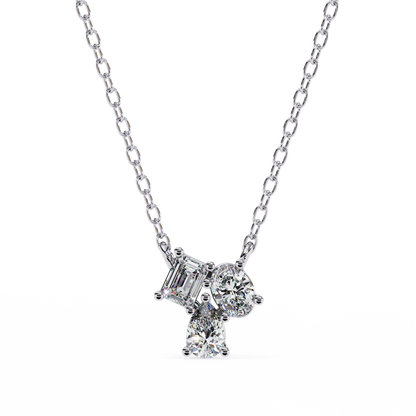 Trinity Glow – Emerald, Oval & Pear Lab Diamond Chain Pendant